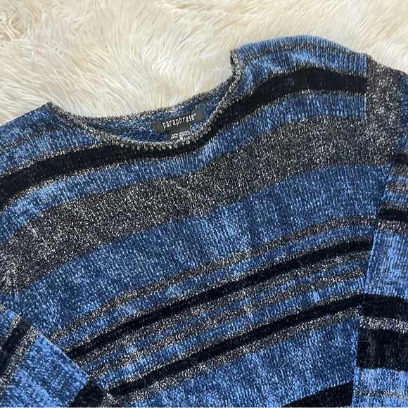 Y2K Velvet Knit Vtg Paraphrase Sweater Women’s Size S Striped Holiday Winter - Picture 4 of 15